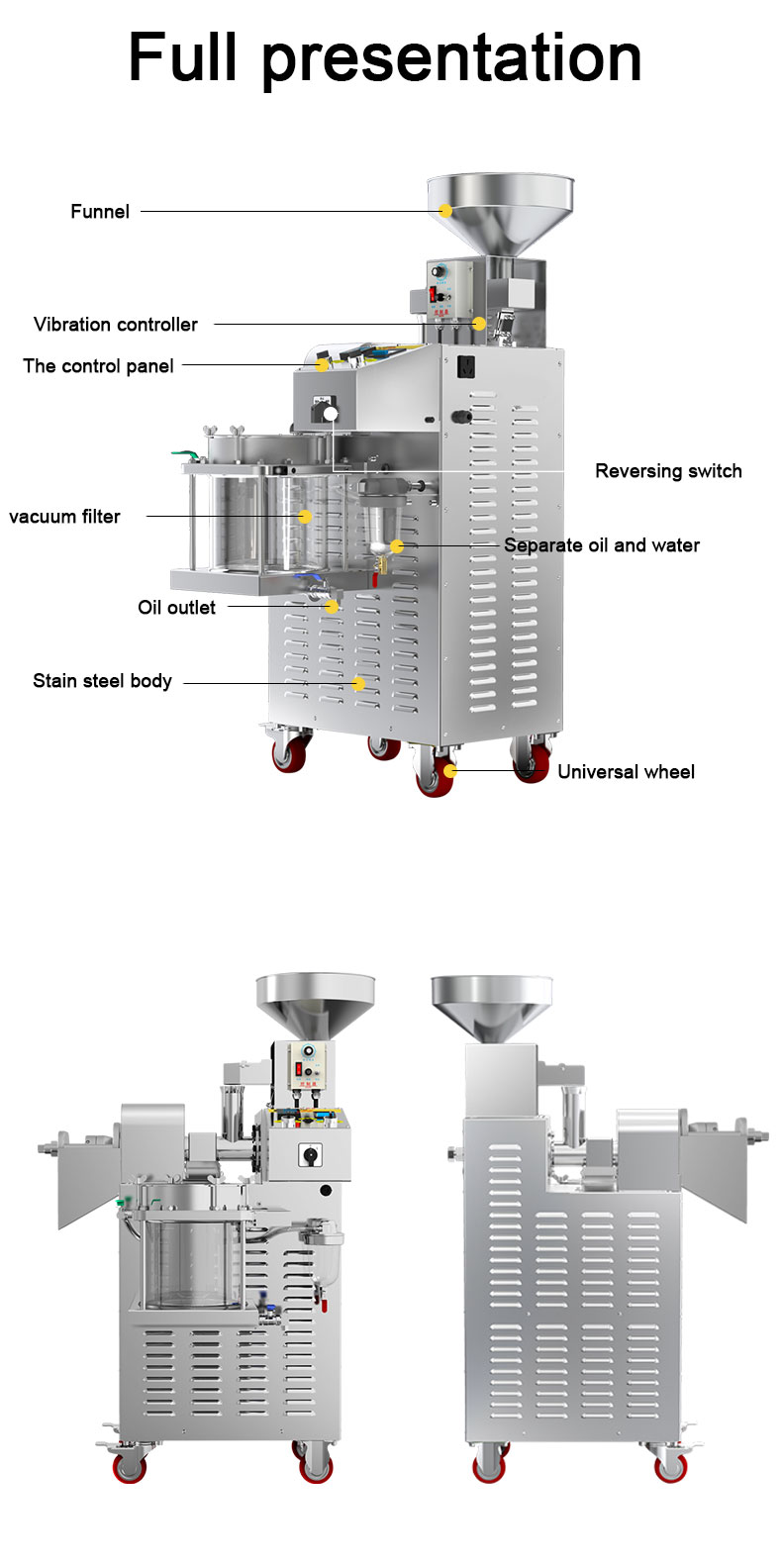 S01 stainless steel intelligent oil press with vacuum filtration capacity 15-20kg/h - Commercial Using Noodel Machine - 9