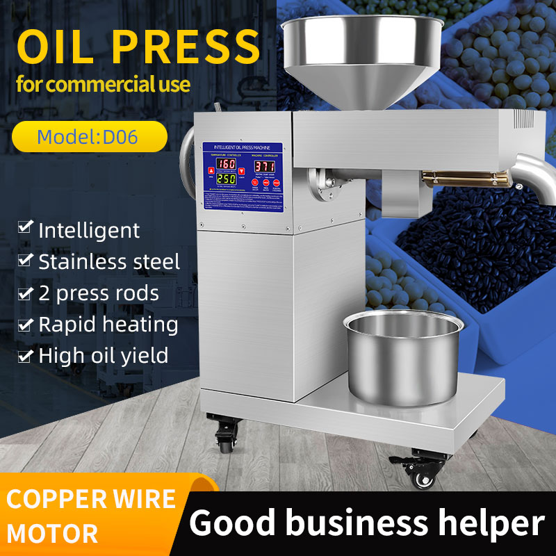 D06 capacity 20-30kg/h medium stainless steel body pure copper motor oil press - Commercial Oil Pressing Machine - 1