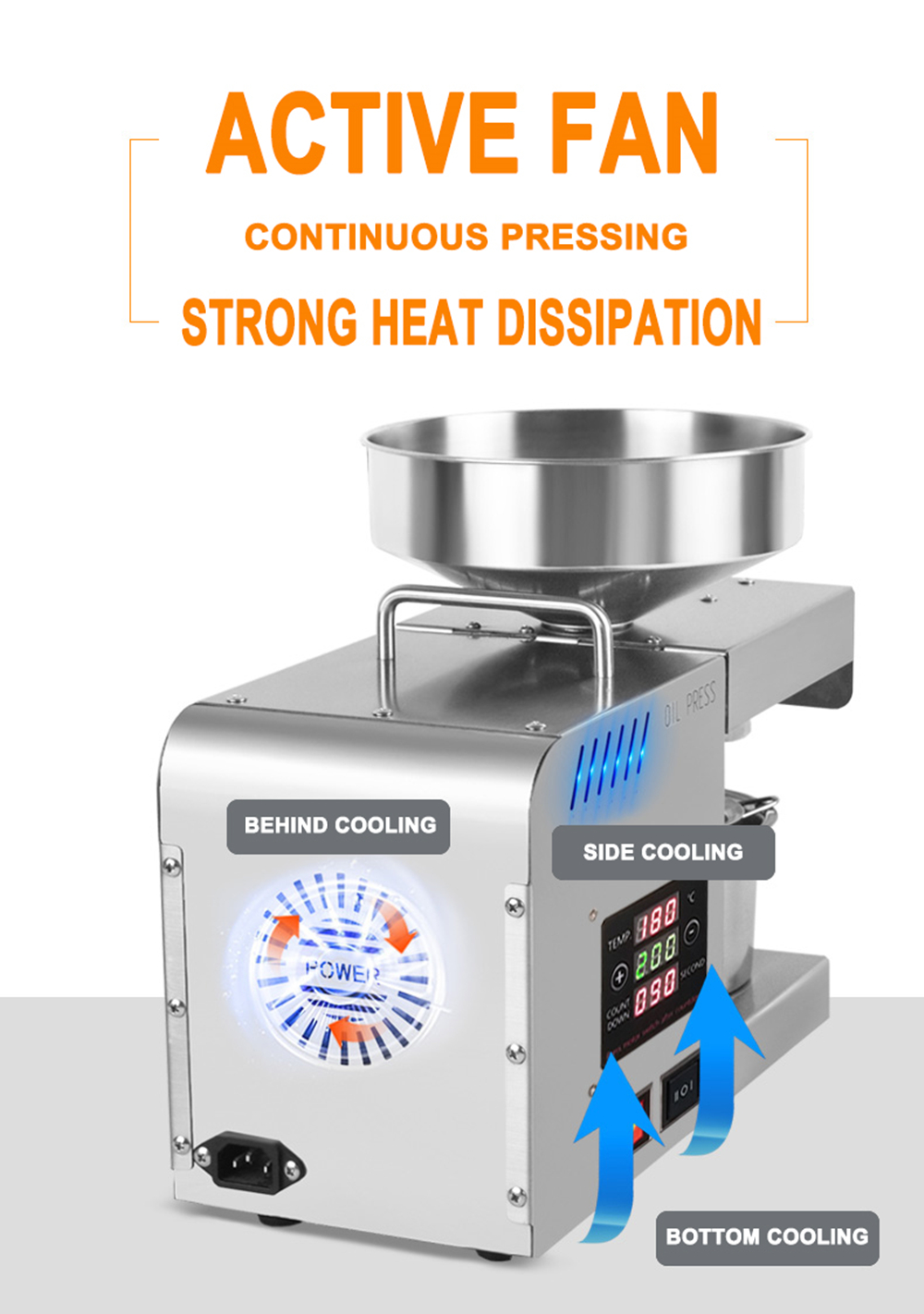 X5S temperature control stainless steel intelligent oil press capacity 3.5-5.5kg/h - Commercial Oil Pressing Machine - 9