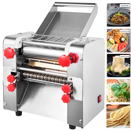 High Power Electric Commercial Spaghetti Making Machine Stainless Steel 70Lbs/H Automatic Multifunctional Pressing Noodle Machine for Pasta Dumplings Lasagna, Linguini (Noodle 3/9mm)