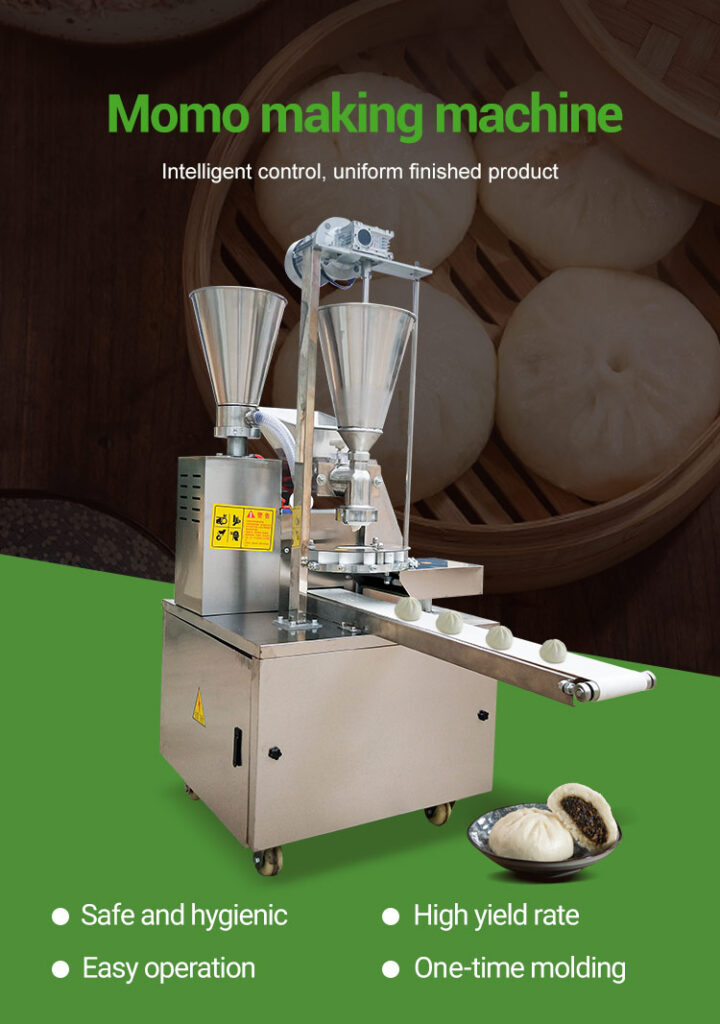 Double-Bucket Steamed Bun Machinery For Restaurant Momo Making Machine With High Capacity 10000pcs/hour