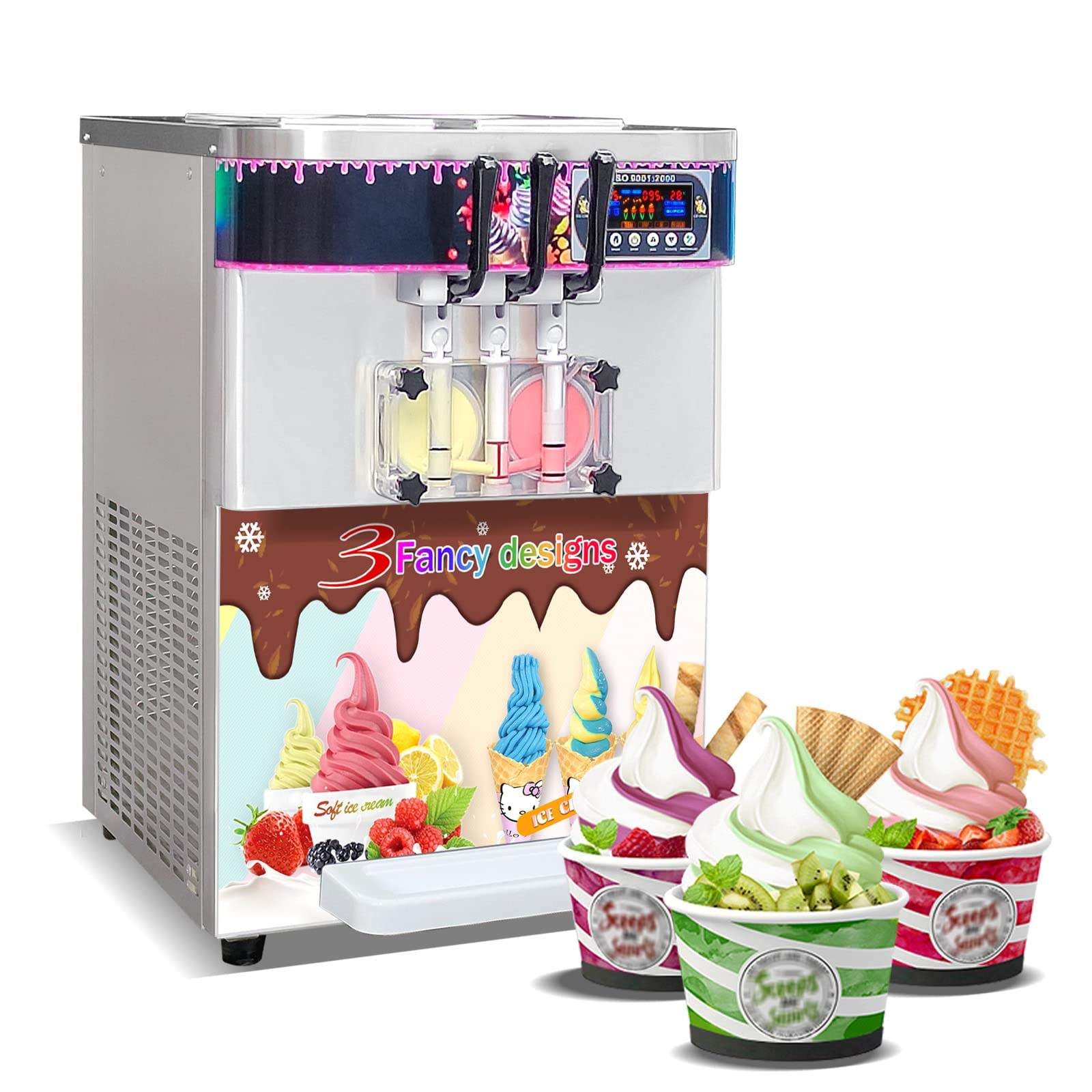 ETL NSF CE RoHS Certificate Approval 3 Flavors Commercial Automatic Vending Frozen Yogurt Soft Serve Ice Cream Machine - Soft Ice Cream Machine - 1