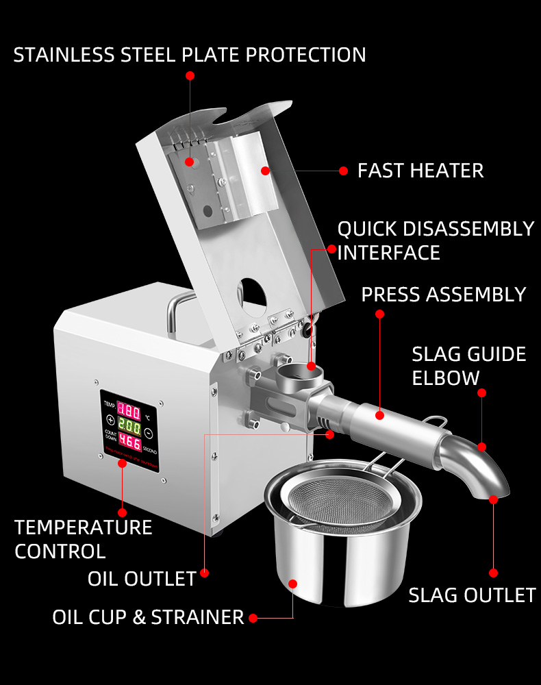 RG-309 New fashion stainless steel intelligent oil press capacity 3.5-6kg/h - Commercial Oil Pressing Machine - 12