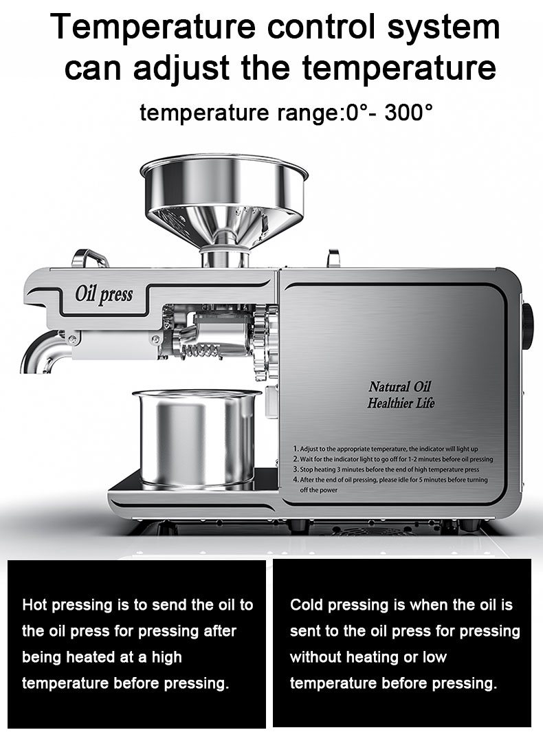 D01 whole-body stainless steel intelligent temperature control operating system oil press capacity 5-7kg/h - Commercial Oil Pressing Machine - 4