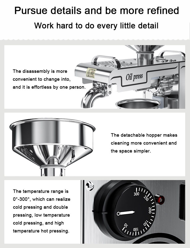 D01 whole-body stainless steel intelligent temperature control operating system oil press capacity 5-7kg/h - Commercial Oil Pressing Machine - 12