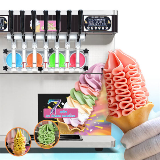 Modern CE 7 Flavor Serve Continuous Ice Cream Machine Soft Parlour Fully Automatic/Milk Ice Cream Making Machine