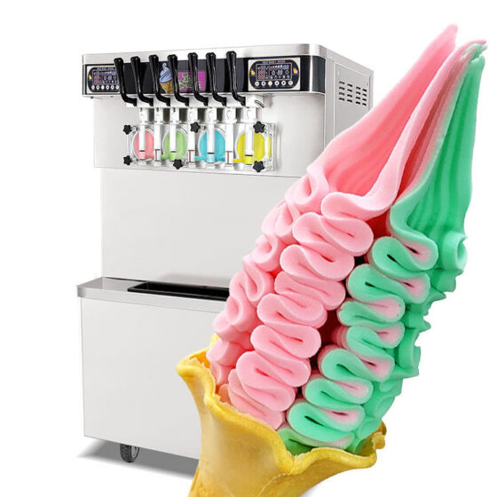 Multifunction 7 Flavors Floor Commercial Soft Serve yogurt Ice Cream Making Machine with CE NSF