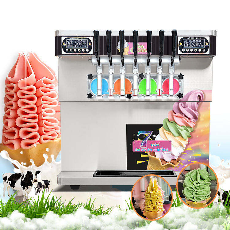 Mini 7 in 1 Ice Cream Machine 110 V 60 Hz Ice Cream Machine 7 Flavors Soft Cone Ice Cream Machines - Soft Ice Cream Machine - 1