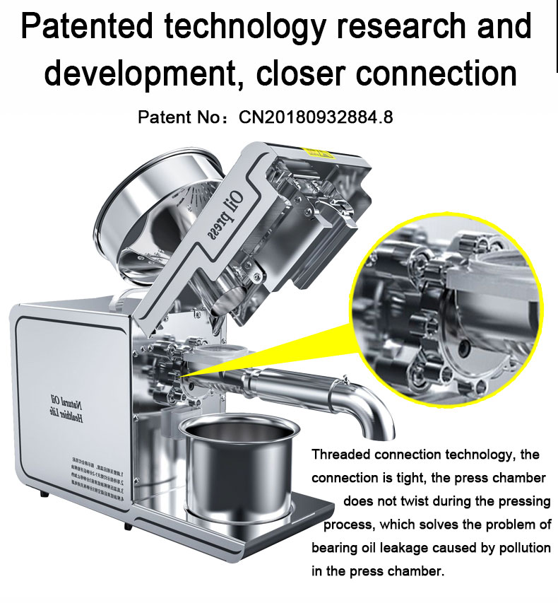 D01 whole-body stainless steel intelligent temperature control operating system oil press capacity 5-7kg/h - Commercial Oil Pressing Machine - 8