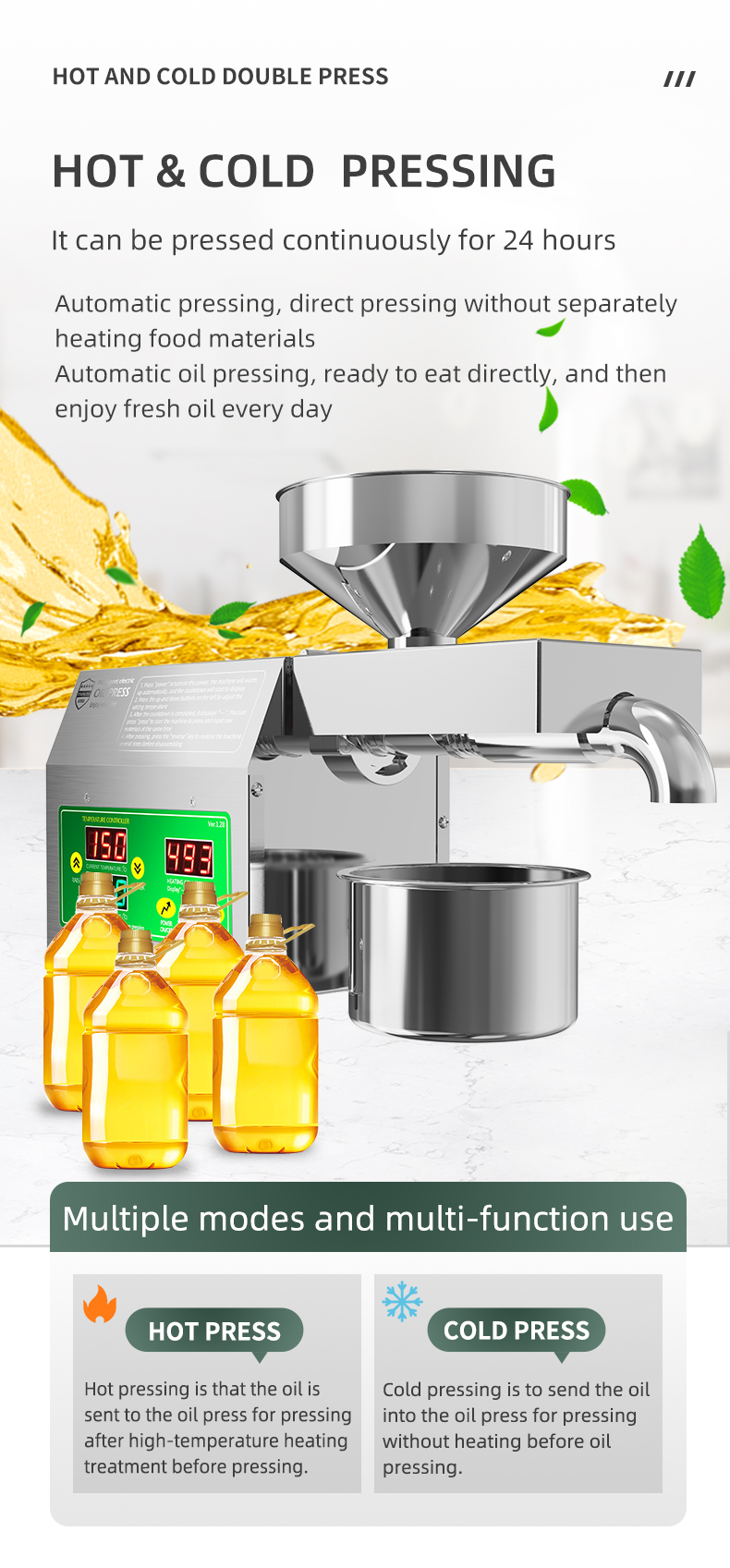 B01S  oil press can be used for home and commercial processing capacity 3.5-5kg/h - Commercial Oil Pressing Machine - 13