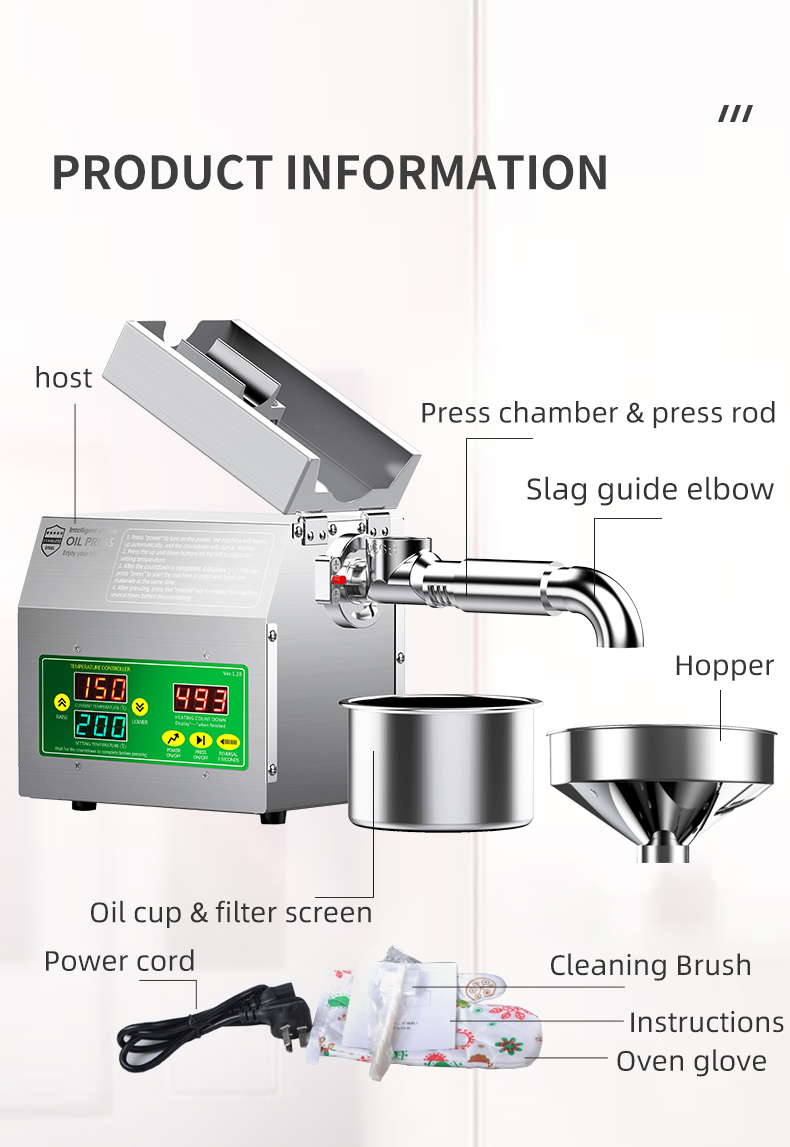 B01S  oil press can be used for home and commercial processing capacity 3.5-5kg/h - Commercial Oil Pressing Machine - 17