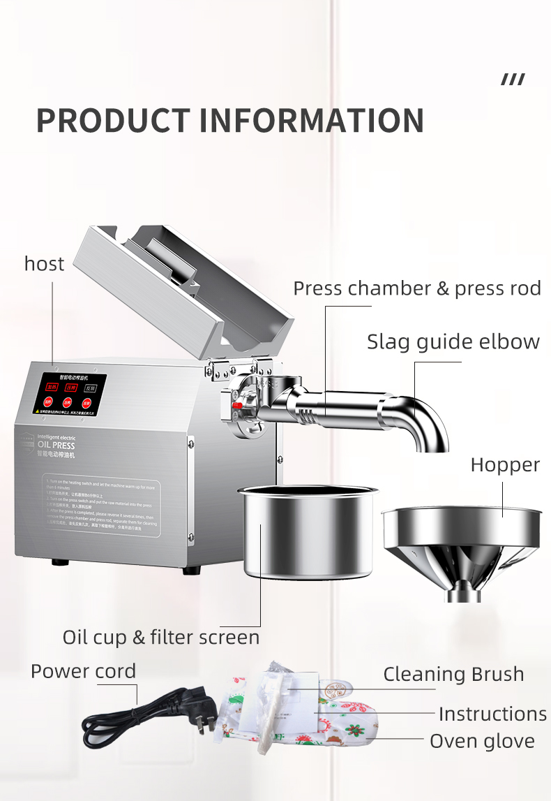 B01  oil press can be used for home and commercial processing capacity 3.5-5kg/h - Commercial Oil Pressing Machine - 15