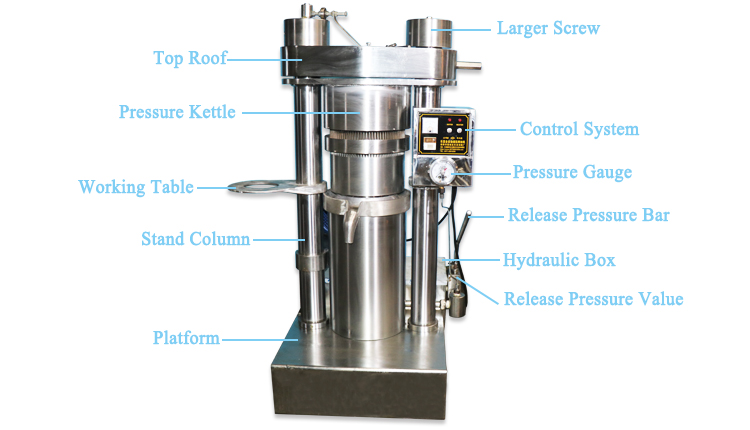 185mm Automatic small volume stainless steel high oil yield easy to operate hydraulic oil press capacity 20-30kg/h - Commercial Oil Pressing Machine - 4