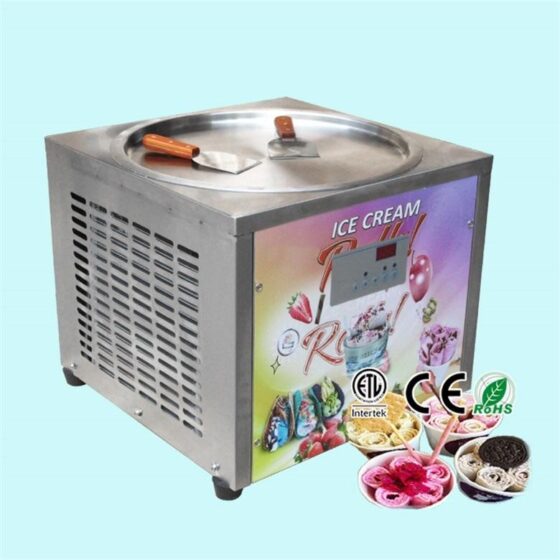 CE RoHs NSF Approval Table Top Mini Counter Topping Taco Rolled Fry Fried Ice Cream Machine/Roll Ice Cream Machine