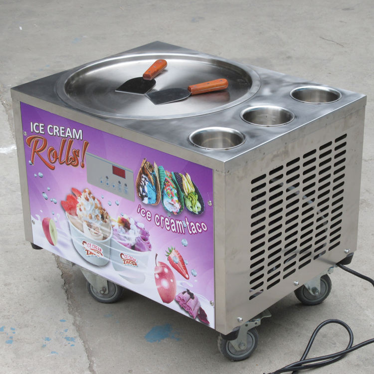Free Shipment To Door CE NSF 45cm Pan Table Top Mini Counter Topping Taco Rolled Ice Cream Machine with 3 tanks - Fried Ice Cream Machine - 11