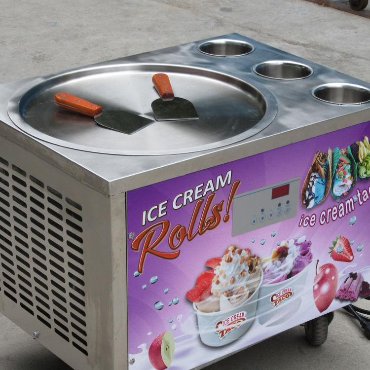 Free Shipment To Door CE NSF 45cm Pan Table Top Mini Counter Topping Taco Rolled Ice Cream Machine with 3 tanks - Fried Ice Cream Machine - 9