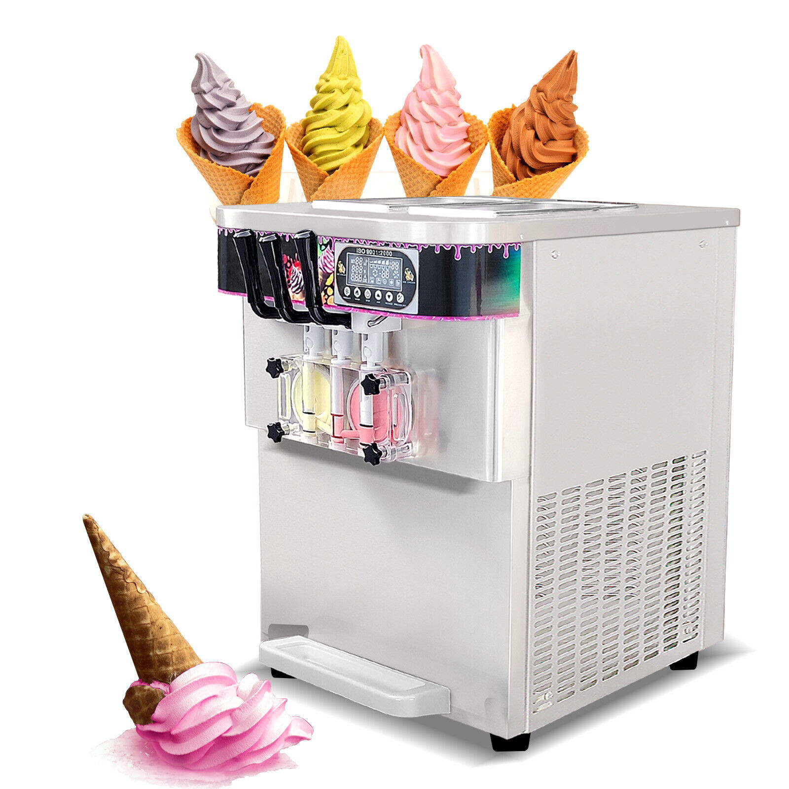 Ice Cream Manufacturers Icecream Machine 110 V 60 Hz 3 Flavors Soft Ice Cream Maker Chinese Good Humor Ice Cream Machine Maker Commercial - Soft Ice Cream Machine - 1