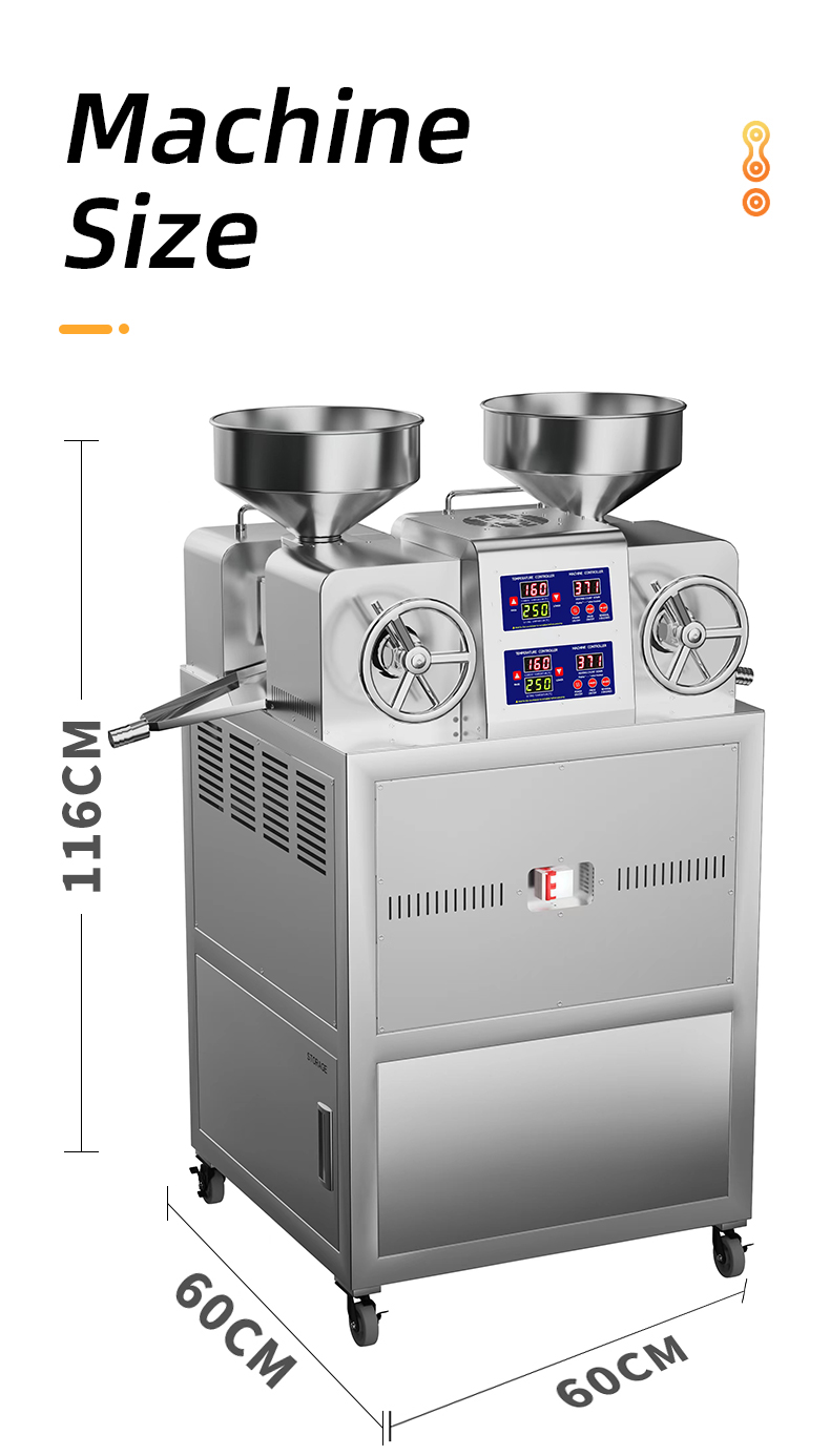 P60 double head oil pressing machine support pressing more than 30 kinds of raw materials processing capacity 40-60kg/h - Commercial Oil Pressing Machine - 13