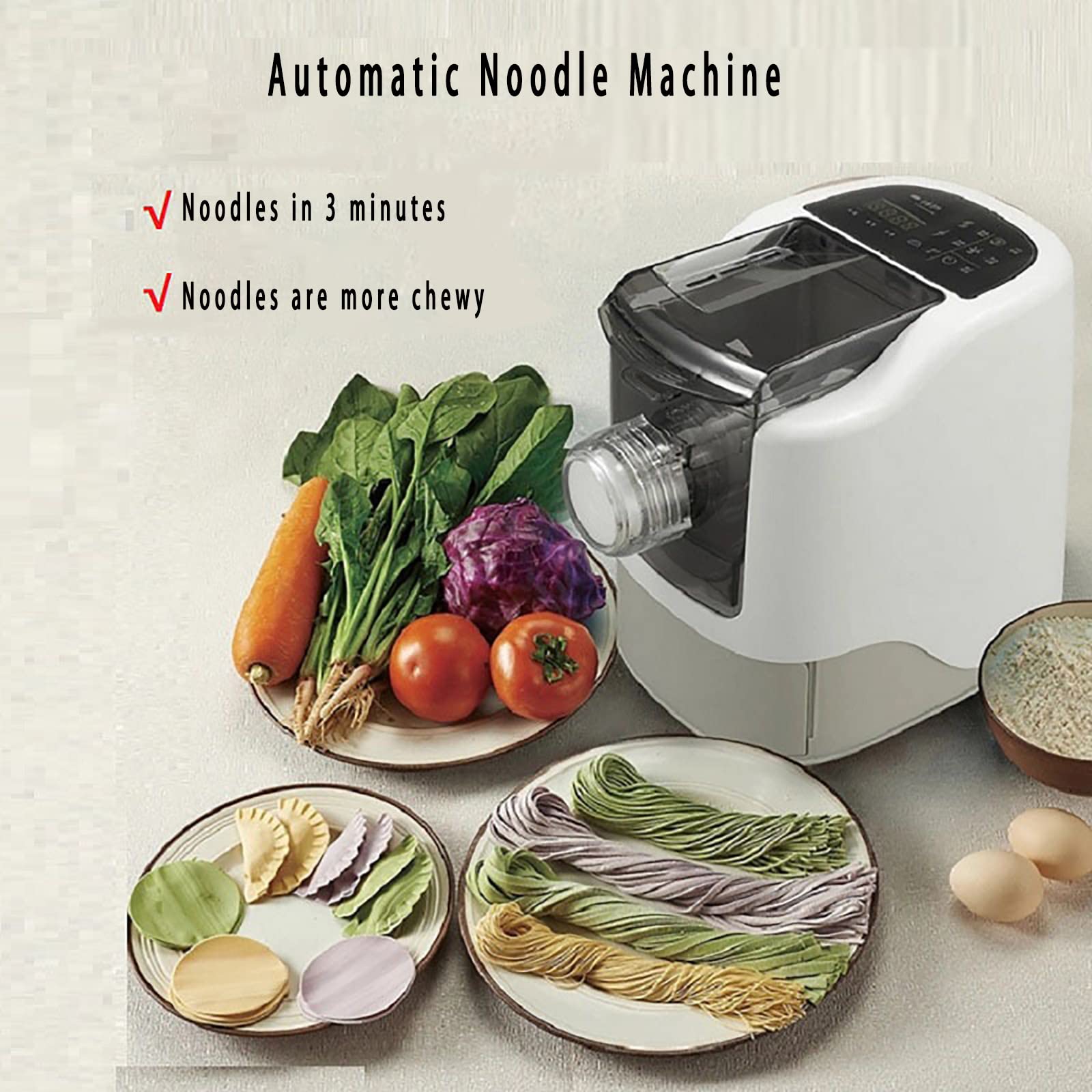 Electric Pasta Machine Automatic Noodle Maker Includes 13 Molds for Different Shapes, Make in 15 Minutes Kitchen Appliances - Fresh Noodle Machine - 2