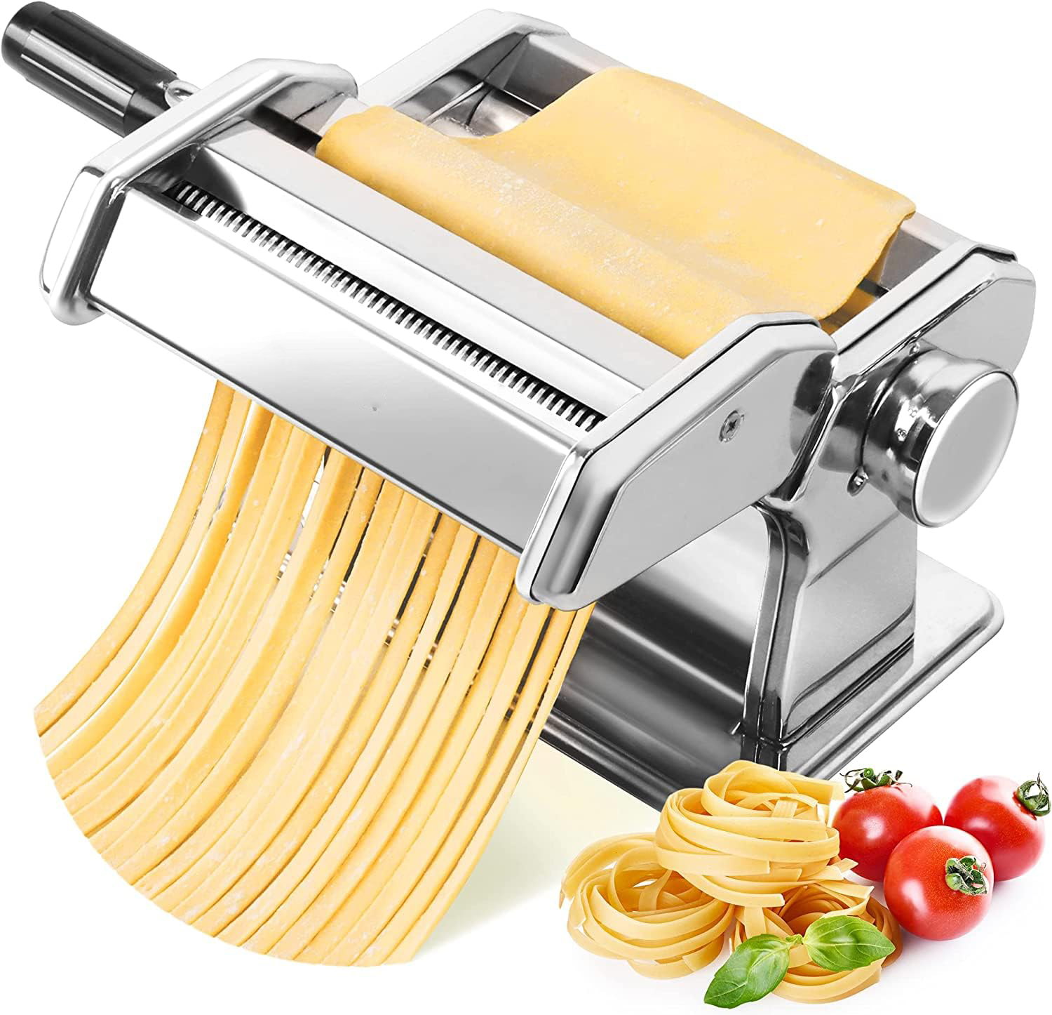 Hand Made Noodle Maker Pasta Making Machine Pasta Machine,  9 Adjustable Thickness Settings Pasta Maker, 150 Roller Noodles Maker with Aluminum Alloy Rollers and Cutter for Pasta, Spaghetti, Fettuccini, Lasagna - Home Using Noodle Machine - 1