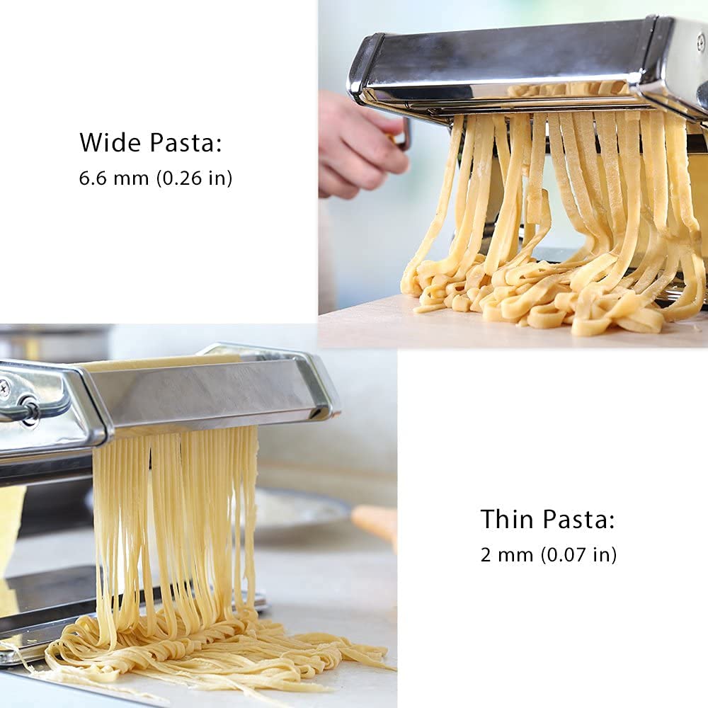 Hand Made Noodle Maker Pasta Making Machine Pasta Machine,  9 Adjustable Thickness Settings Pasta Maker, 150 Roller Noodles Maker with Aluminum Alloy Rollers and Cutter for Pasta, Spaghetti, Fettuccini, Lasagna - Home Using Noodle Machine - 7