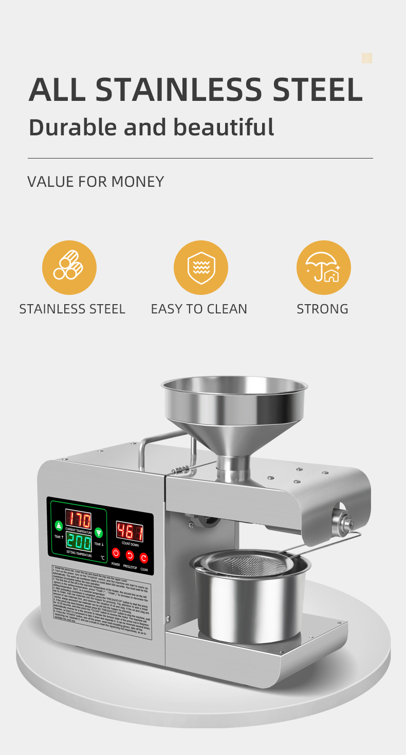 X8S temperature control stainless steel intelligent oil press capacity 3.5-5.5kg/h - Commercial Oil Pressing Machine - 5