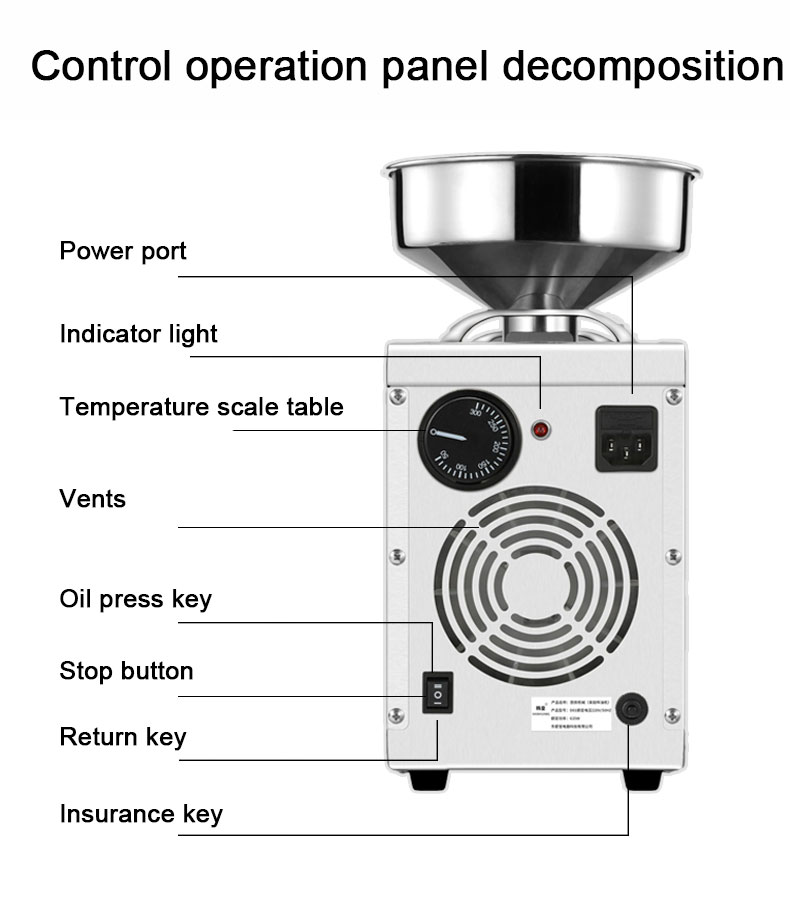 D01 whole-body stainless steel intelligent temperature control operating system oil press capacity 5-7kg/h - Commercial Oil Pressing Machine - 10