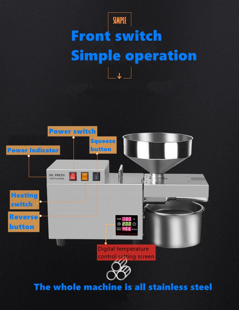 S9S New configuration new upgrade capacity 8-12kg/h industrial large motor professional grade oil press - Commercial Oil Pressing Machine - 15