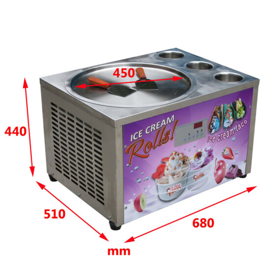 Free Shipment To Door CE NSF 45cm Pan Table Top Mini Counter Topping Taco Rolled Ice Cream Machine with 3 tanks