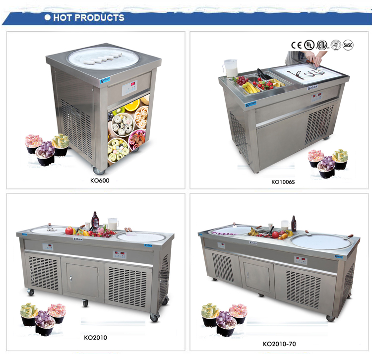 Style Roll Fried Ice Cream Machine with Flat Table Roll Up Ice Cream Machine Cold Stone Marble Slab Ice Cream Machine - Fried Ice Cream Machine - 12