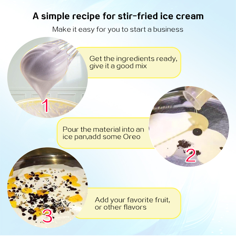 Style Roll Fried Ice Cream Machine with Flat Table Roll Up Ice Cream Machine Cold Stone Marble Slab Ice Cream Machine - Fried Ice Cream Machine - 7
