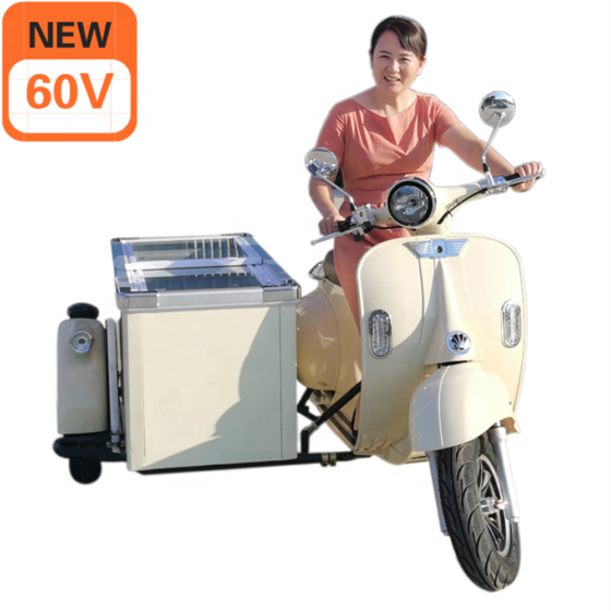 New Design Electric Motorcycle Mobile Ice Cream Kiosk with Freezer Sunshade