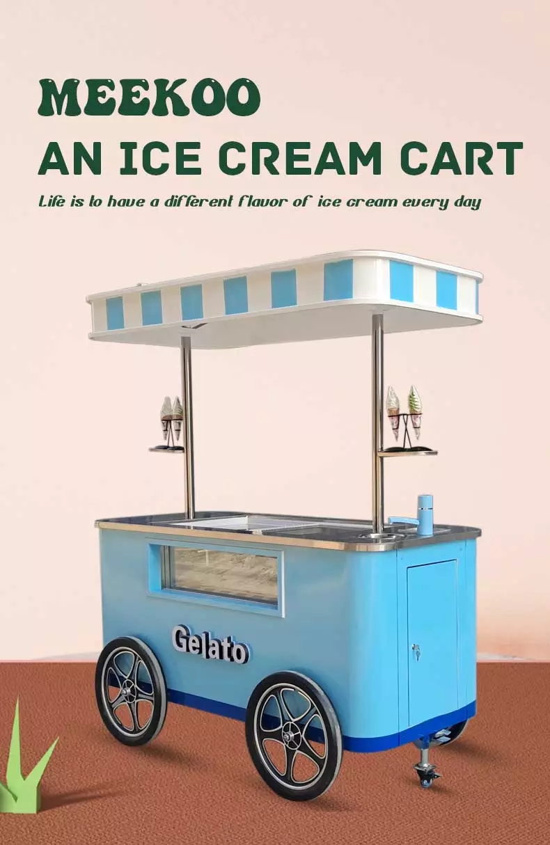 Mobile Gelato Ice Cream Cart / Popsicle Ice Cream Cart Beach Hand Push Cart Freezer Italian Gelato Display for Sale with CE - ice cream cart - 2