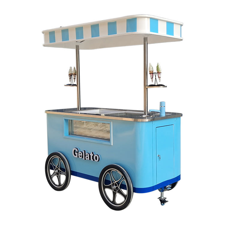 Mobile Gelato Ice Cream Cart / Popsicle Ice Cream Cart Beach Hand Push Cart Freezer Italian Gelato Display for Sale with CE - ice cream cart - 11