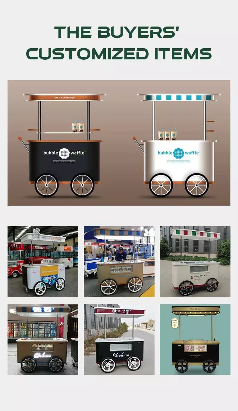 Mobile Gelato Ice Cream Cart / Popsicle Ice Cream Cart Beach Hand Push Cart Freezer Italian Gelato Display for Sale with CE - ice cream cart - 3