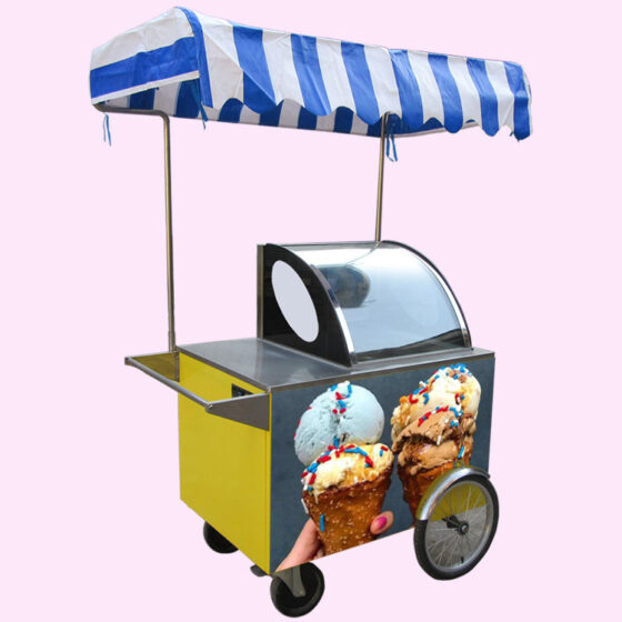 Fashion Italian Gelato Ice Cream Mobile Push Popsicle Showcase Freezers Vending Cart for outdoor