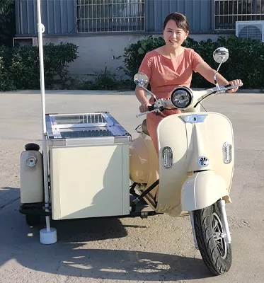 New Design Electric Motorcycle Mobile Ice Cream Kiosk with Freezer Sunshade - ice cream cart - 4