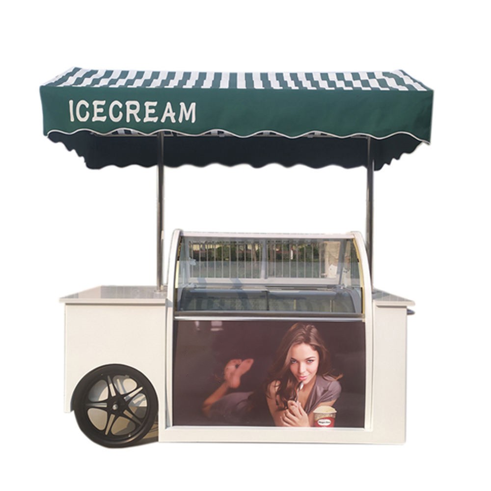 OEM Mobile Food Car Stainless Steel Outdoor Kiosk Store for Sale Food Trailer Beach Cart Customization Fast Ice Cream Vending - ice cream cart - 1