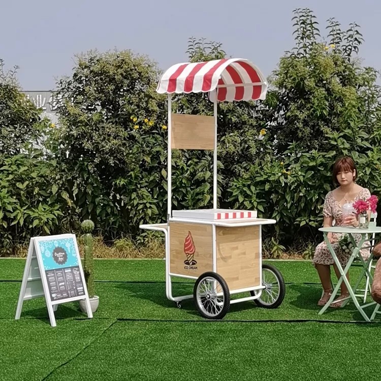 New Scenic Area Park Attractive Ice Cream Serving Cart Mini Mexican Gelato Ice Cream Push Cart Foodtruck Vending Food Cart - ice cream cart - 4
