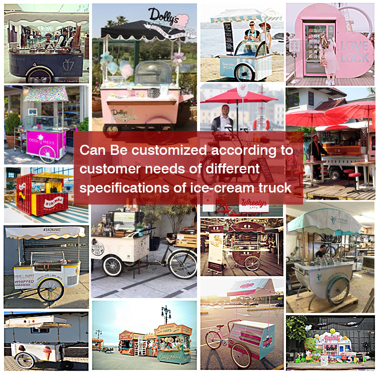 New Design Ice Cream Push Cart Mobile Outdoor Juices and Ice Cream Vending Kiosk Trailer Retail Fast Food Cart Store Truck - ice cream cart - 16
