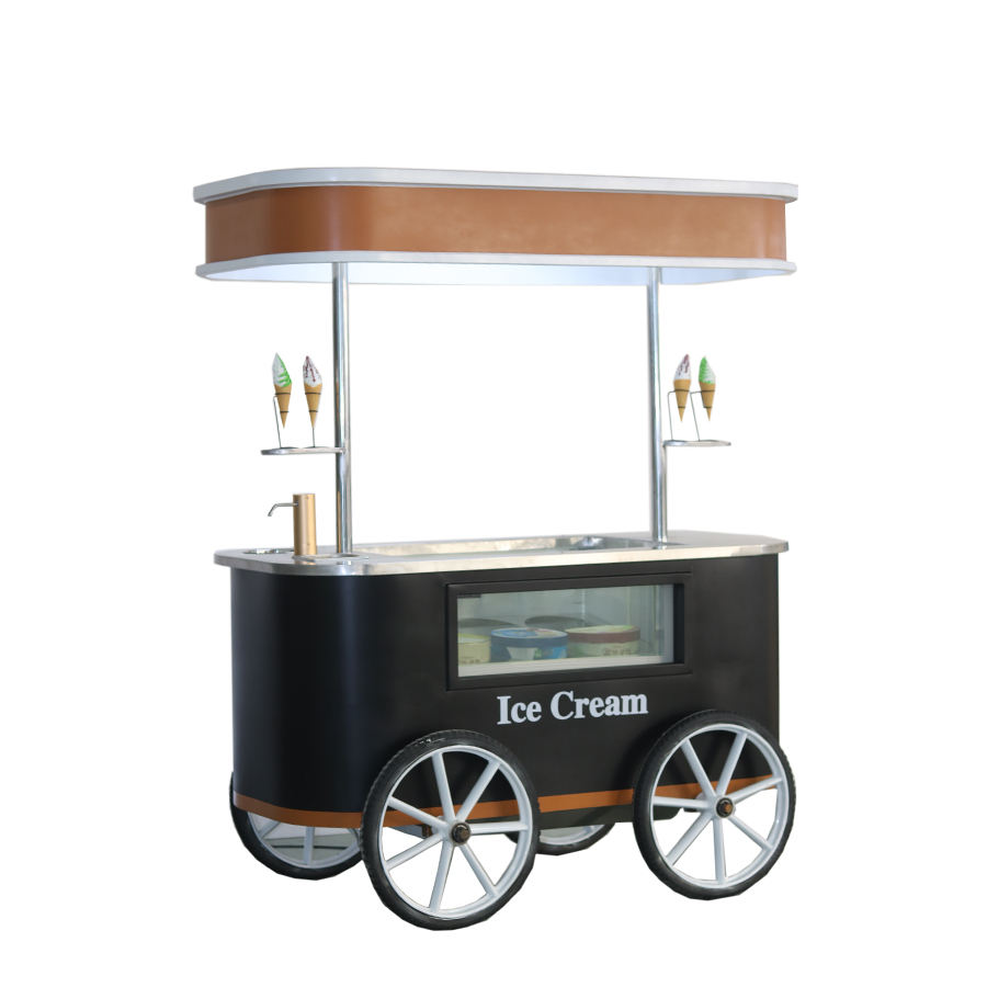 Mobile Gelato Ice Cream Cart / Popsicle Ice Cream Cart Beach Hand Push Cart Freezer Italian Gelato Display for Sale with CE - ice cream cart - 1
