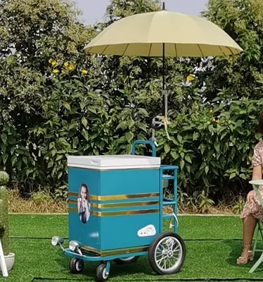 Hot Sell Ice Cream Cart Trailer Mobile Food Truck Snack Food Push Car Stand Vending Cart/Mobile Freezer/Mobile Refrigerator - ice cream cart - 7