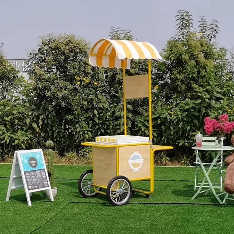 New Scenic Area Park Attractive Ice Cream Serving Cart Mini Mexican Gelato Ice Cream Push Cart Foodtruck Vending Food Cart - ice cream cart - 5