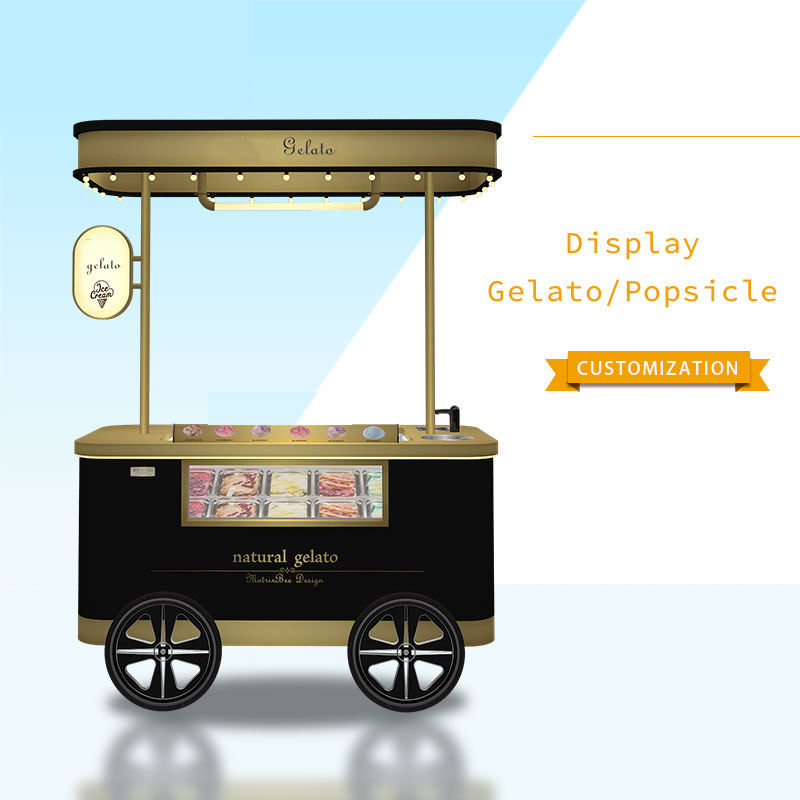 Mobile Gelato Ice Cream Cart / Popsicle Ice Cream Cart Beach Hand Push Cart Freezer Italian Gelato Display for Sale with CE - ice cream cart - 8