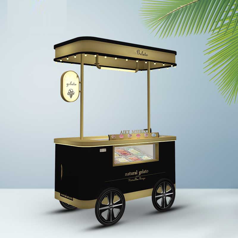 Mobile Gelato Ice Cream Cart / Popsicle Ice Cream Cart Beach Hand Push Cart Freezer Italian Gelato Display for Sale with CE - ice cream cart - 9