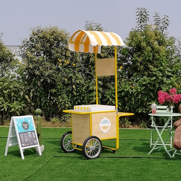 New Scenic Area Park Attractive Ice Cream Serving Cart Mini Mexican Gelato Ice Cream Push Cart Foodtruck Vending Food Cart - ice cream cart - 6