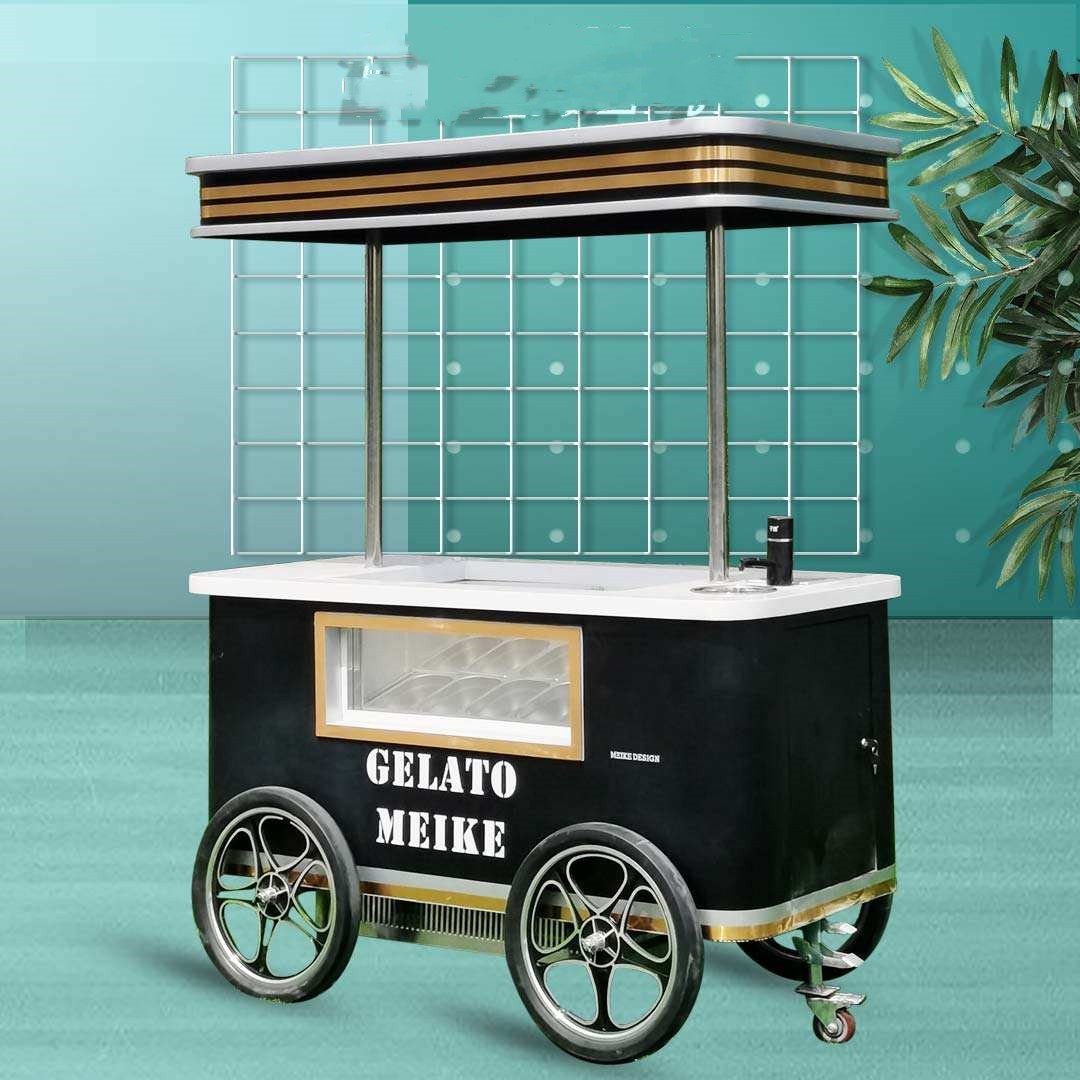 Mobile Gelato Ice Cream Cart / Popsicle Ice Cream Cart Beach Hand Push Cart Freezer Italian Gelato Display for Sale with CE - ice cream cart - 10
