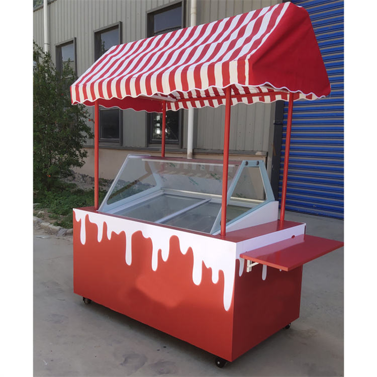 Luxury Trailer Ice Cream Cart Kiosk with Display Freezer Shopping Mall Trade Show Snack Mobile Food Cart with Wheels - ice cream cart - 8