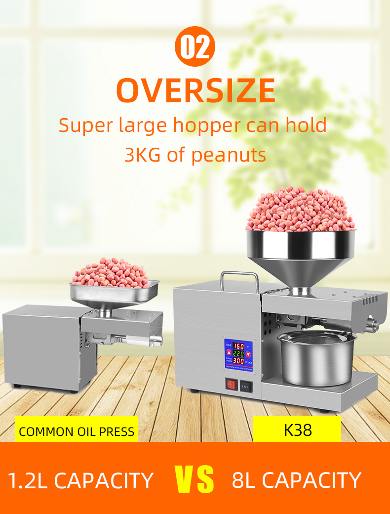 K38 A new generation of stainless steel large size oil press 6.5-9.5kg/h - Commercial Oil Pressing Machine - 5