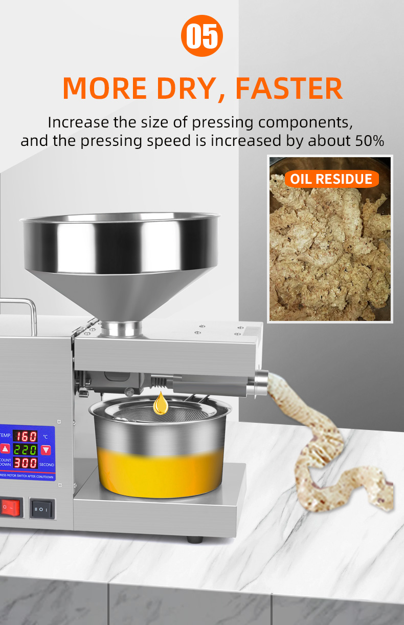 K38 A new generation of stainless steel large size oil press 6.5-9.5kg/h - Commercial Oil Pressing Machine - 9